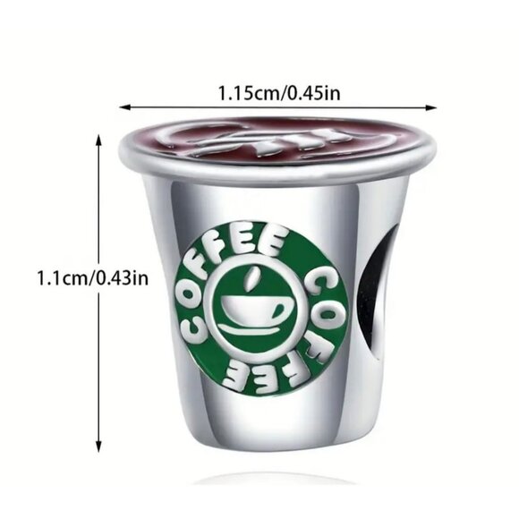 Coffee Cup Charm Bead – Silver Plated Jewelry Gift for Coffee Lovers - Picture 3 of 4